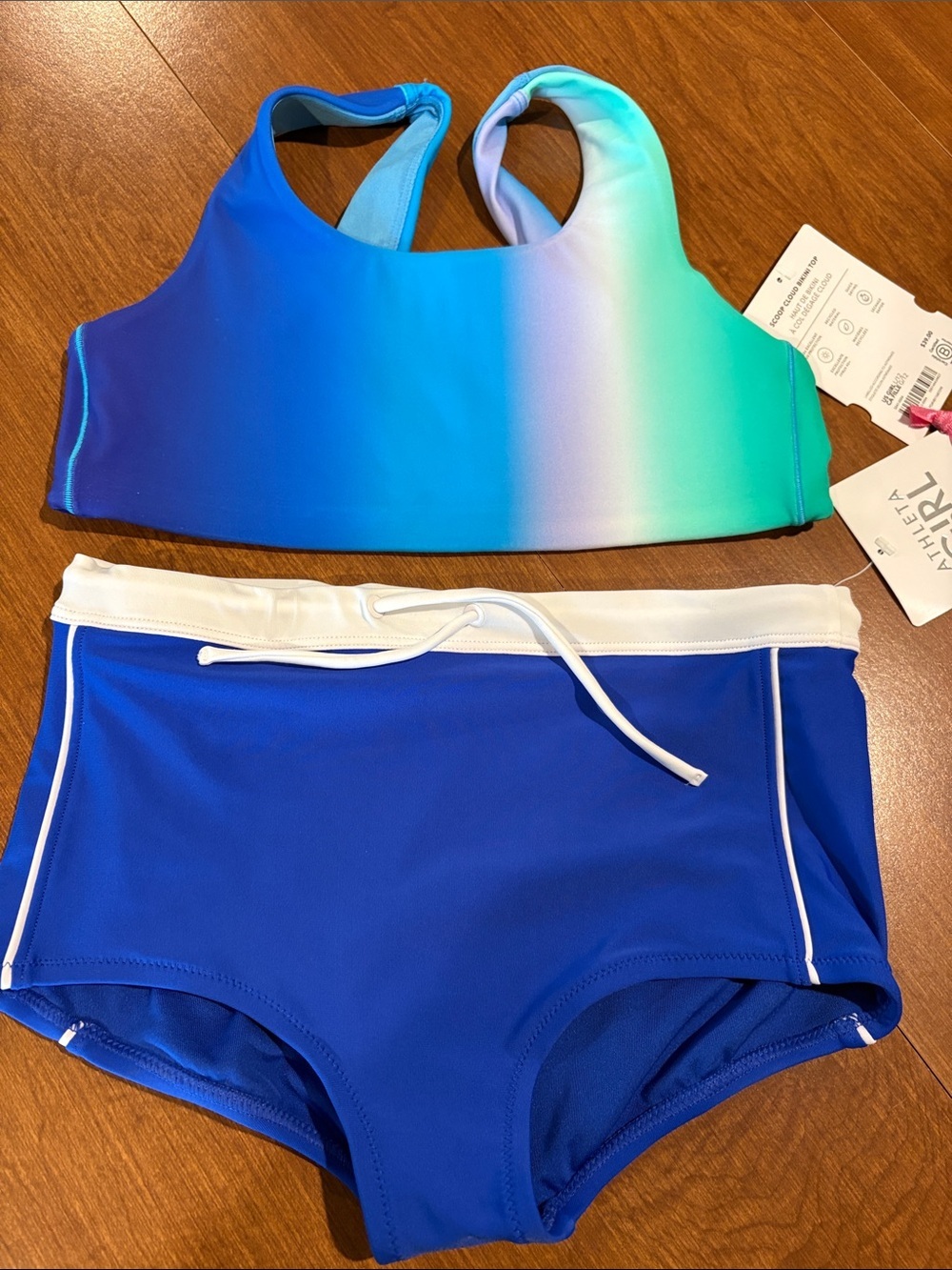 NWT Athleta Girl 2Piece Scoop Cloud Bikini Top & Swim Shortie Sz 12.